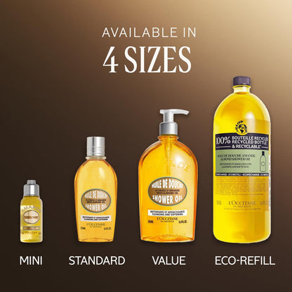 L'OCCITANE Cleansing & Softening Almond Shower Oil, Body Wash & Shaving Base Purifies & Smooths Without Drying Skin, Milky Lather, Nourishing Skincare
