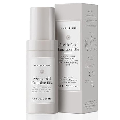 Naturium Azelaic Acid Emulsion 10% Plus Bioactive Complex & Niacinamide, Anti-Aging Skin Care, 1 oz
