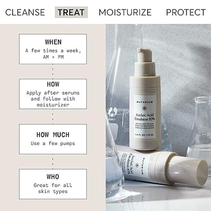 Naturium Azelaic Acid Emulsion 10% Plus Bioactive Complex & Niacinamide, Anti-Aging Skin Care, 1 oz