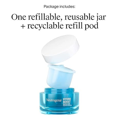 Neutrogena Hydro Boost Water Gel Face Moisturizer Starter Kit, includes Refillable Jar + Refill Pod, with Hyaluronic Acid for a Burst of Hydration & Dewy Skin, 1.7 oz Each