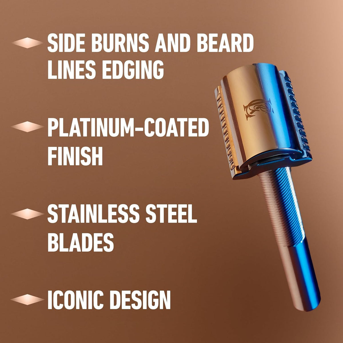 King C. Gillette Safety Razor with Chrome Plated Handle and 5 Platinum Coated Double Edge Safety Razor Blade Refills, Holiday Gifts for Men