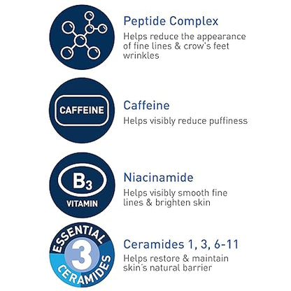 CeraVe Skin Renewing Eye Cream For Wrinkles, Under Eye Cream With Peptides + Caffeine + Niacinamide, For Wrinkles & Crows Feet, Paraben Free & Opthalmologist Tested 0.5 fl oz. (15ml)