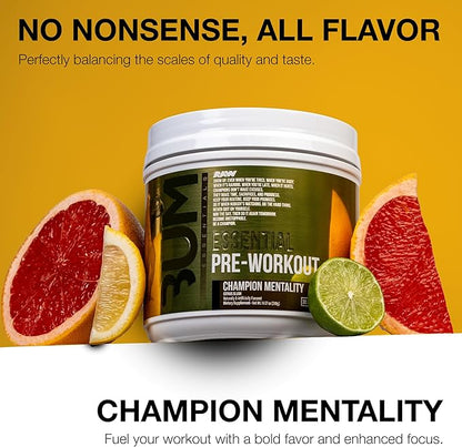 RAW Essential Pre-Workout Powder (Champion Mentality) - Chris Bumstead Sports Nutrition Supplement for Men & Women - Preworkout Energy Powder with Caffeine, L-Citrulline, L-Tyrosine & Beta Alanine 14.07oz (399g)