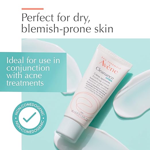 Avène Cleanance HYDRA Soothing Cream, Rich Moisturizer, Adjunctive Care for Drying Acne Treatments, 1.3 Oz