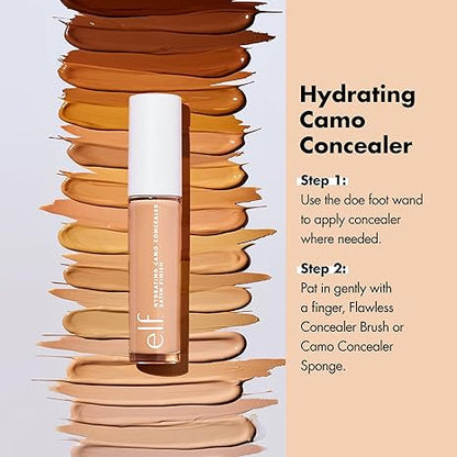 e.l.f. Hydrating Camo Concealer, Covers Blemishes & Under-Eye Circles, Full-Coverage & Delivers A Satin Finish, Vegan & Cruelty-Free, Light Beige
