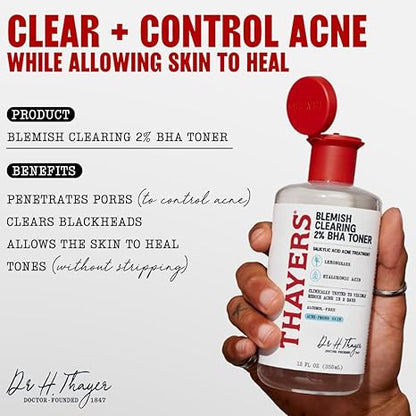 Thayers Blemish Clearing Salicylic Acid Toner, Acne Treatment Face Toner with 2% Salicylic Acid, Soothing and Non-Stripping Skin Care, 12 Fl Oz