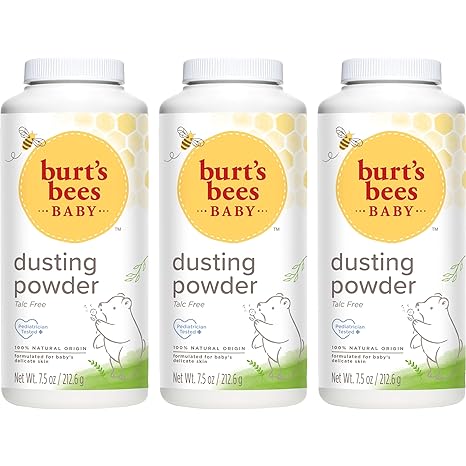 Burt's Bees Baby Dusting Powder, 100% Natural Origin, Talc-Free, Pediatrician Tested, 7.5 Ounces, Pack of 3, Pack May Vary
