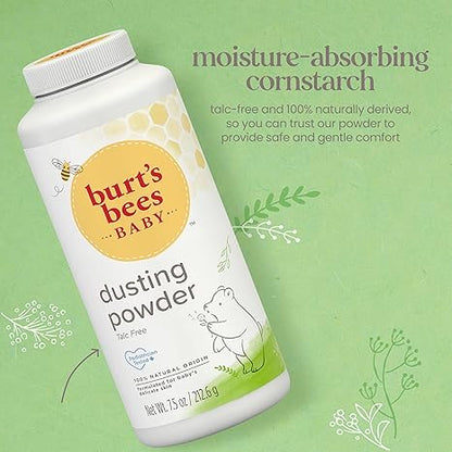 Burt's Bees Baby Dusting Powder, 100% Natural Origin, Talc-Free, Pediatrician Tested, 7.5 Ounces, Pack of 3, Pack May Vary