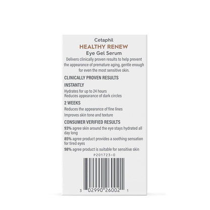 Cetaphil Healthy Renew Hydrating Eye Gel Serum 0.5 Oz, 24Hr Under Eye Cream for Anti Aging, Reduces the Appearance of Dark Circles and Wrinkles, Retinol Alternative Peptide Serum, For Sensitive Skin