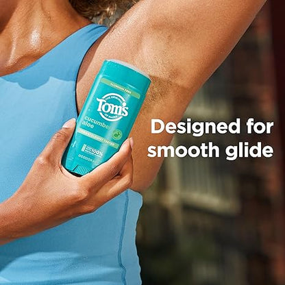 Tom’s of Maine Cucumber Aloe Aluminum Free Natural Deodorant For Women & Men | Goes on Clear | Odor & Wetness Protection | Naturally Derived and Moisture-Locking Ingredients | 3.25 oz