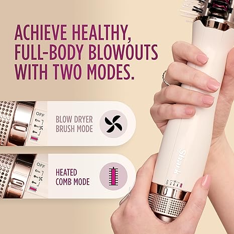 Shark HT202 SmoothStyle Heated Comb + Blow Dryer Brush, Dual Mode, for All Hair Types, Silk