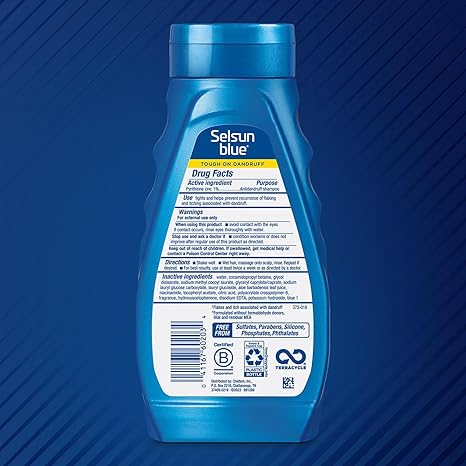 Selsun Blue Itchy Dry Scalp Anti-Dandruff Shampoo, 11 fl. oz., Extra-Hydrating Formula, Pyrithione Zinc 1%