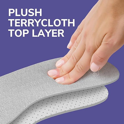 Dr Scholl’s Go Sockless! Cushioning Insoles for Women Men Unisex, 3 Pairs, Trim to Fit - Absorbs Moisture to Keep Feet Dry, Shoe Inserts for Women Men with Plush Terry Cloth Layer for Added Comfort