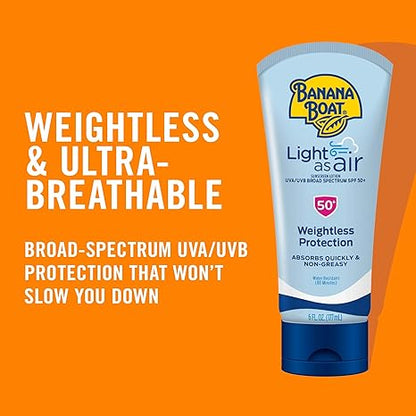 Banana Boat Light As Air Sunscreen Lotion SPF 50 Twin Pack | Lightweight & Non-Greasy Lotion Sunscreen SPF 50, Sunblock, Oxybenzone Free, 6oz each