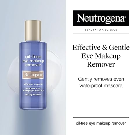 Neutrogena Gentle Oil-Free Eye Makeup Remover & Cleanser for Sensitive Eyes, Dissolves Waterproof Mascara, Non-Greasy Liquid Makeup Remover, Dermatologist & Ophthalmologist Tested, 8 fl. oz