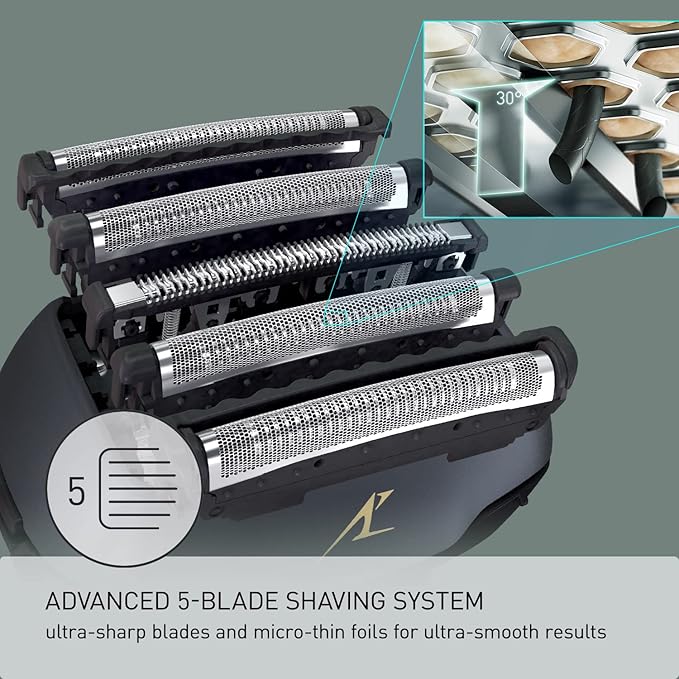 Panasonic ARC5 Electric Razor for Men with Pop-up Trimmer, Wet Dry 5-Blade Electric Shaver with Intelligent Shave Sensor and 16D Flexible Pivoting Head - ES-LV67-K (Black) (Renewed)