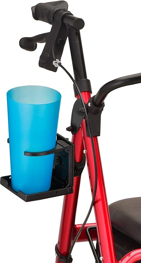 NOVA Medical Products Cup Holder for Star & Express Rollator, Cup Holder for Oval Tube NOVA Rollator Walkers, Adjustable & Foldable Drink Holder, Black