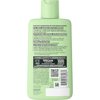 Garnier Fructis Hair Filler Strength Repair Shampoo with Vitamin Cg, Sulfate Free Shampoo for Weak, Damaged Hair, 10.1 Fl Oz, 1 Count