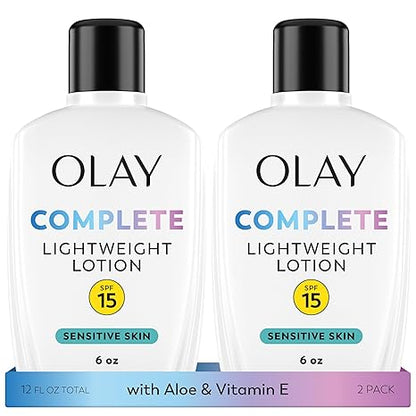 Olay Complete Lotion Moisturizer with SPF 15 Sensitive, 6.0 oz each, 2-pack