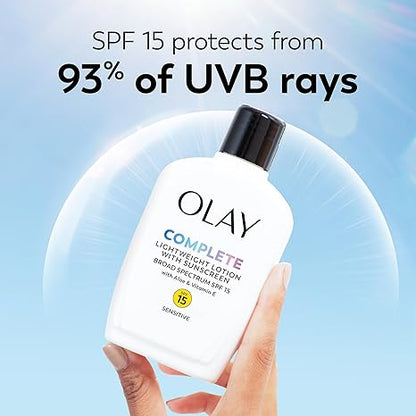 Olay Complete Lotion Moisturizer with SPF 15 Sensitive, 6.0 oz each, 2-pack