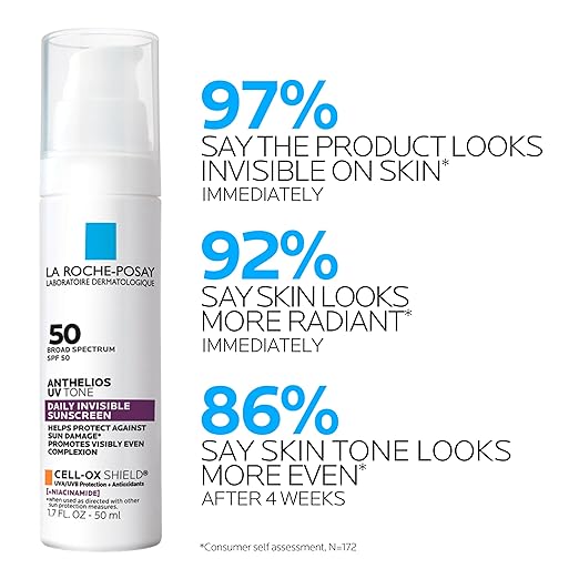 La Roche Posay Anthelios UV Sunscreen SPF 50, Daily Sunscreen for Face in 3 Formulas, UV Tone with Niacinamide, UV Hydra with Hyaluronic Acid, UV Clear with Azelaic Acid, Broad Spectrum Invisible SPF