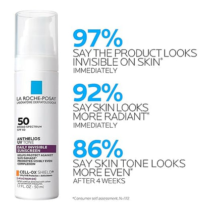La Roche Posay Anthelios UV Sunscreen SPF 50, Daily Sunscreen for Face in 3 Formulas, UV Tone with Niacinamide, UV Hydra with Hyaluronic Acid, UV Clear with Azelaic Acid, Broad Spectrum Invisible SPF