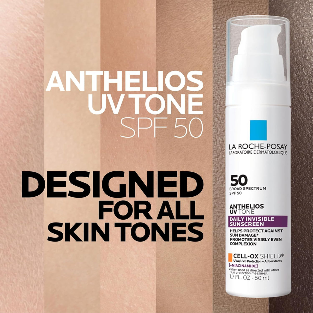 La Roche Posay Anthelios UV Sunscreen SPF 50, Daily Sunscreen for Face in 3 Formulas, UV Tone with Niacinamide, UV Hydra with Hyaluronic Acid, UV Clear with Azelaic Acid, Broad Spectrum Invisible SPF