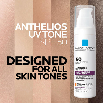 La Roche Posay Anthelios UV Sunscreen SPF 50, Daily Sunscreen for Face in 3 Formulas, UV Tone with Niacinamide, UV Hydra with Hyaluronic Acid, UV Clear with Azelaic Acid, Broad Spectrum Invisible SPF