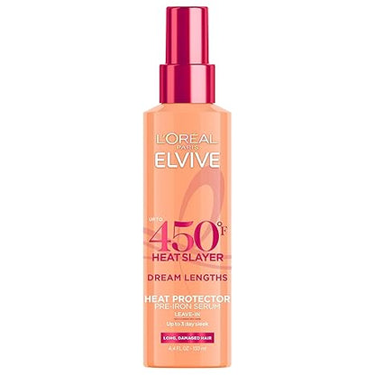 L'Oreal Paris Elvive Dream Lengths Heat Slayer Pre-Iron Spray Leave-In, 4.4 Ounce | 4.4, Ounce