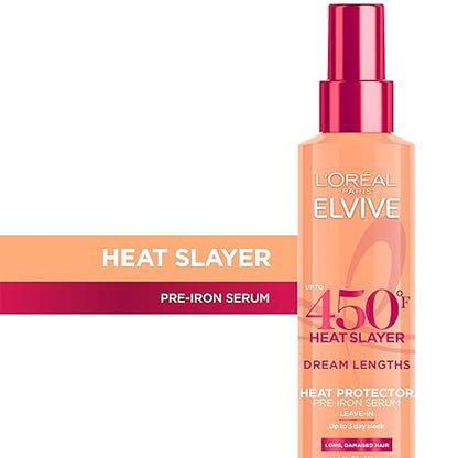 L'Oreal Paris Elvive Dream Lengths Heat Slayer Pre-Iron Spray Leave-In, 4.4 Ounce | 4.4, Ounce