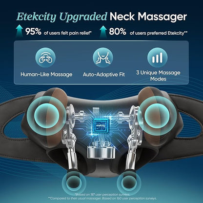 Etekcity FSA Eligible Cordless Neck Massager for Pain Relief Deep Tissue, Shiatsu Shoulder Massager with Heat, Massage Tools for Trapezius, Lymphatic Drainage, Relaxation Therapy, HSA Items, Cadeo