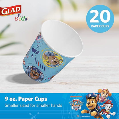 Glad for Kids Paw Patrol Paper Cups, Soak Proof Heavy Duty Disposable Drink Cups for Kids Parties, School Events, and Everyday Meals, Easy Cleanup and Kid Friendly Design, 9 oz, 20 Count - 10 Pack