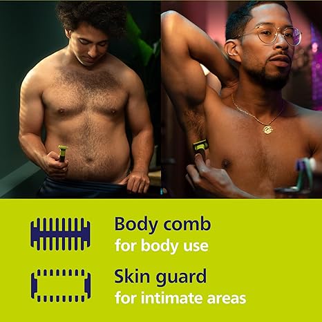 Philips Norelco OneBlade 360 with Connectivity Hybrid Face + Body, Electric Beard Trimmer, Shaver and Body Groomer Kit with 360 Blade Tech, 1x360 Blade, 5-in-1 Comb, Travel Case, Model QP4631/90