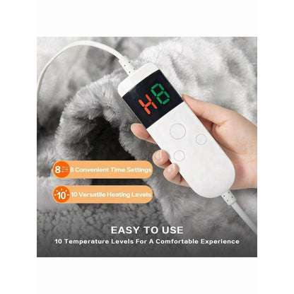 Electric Heated Blanket Faux Fur Heating Blanket 10 Heating Settings, 1-8h Timer & Overheat Protection, Machine Washable, Soft Flannel And Sherpa Full Body Warmth