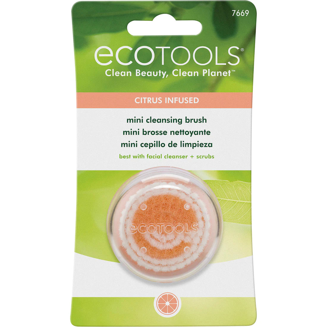 EcoTools Mini Facial Cleansing Brush, Infused with Citrus, Boosts Collagen, Safe for Sensitive Skin, Exfoliates & Clean Pores, Travel Sized, Ecofriendly, Vegan & Cruelty-Free, ( One of Pack )