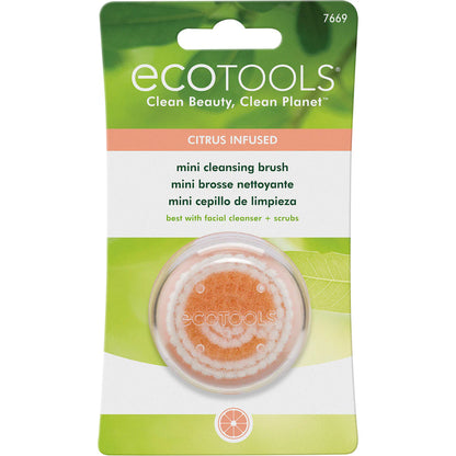 EcoTools Mini Facial Cleansing Brush, Infused with Citrus, Boosts Collagen, Safe for Sensitive Skin, Exfoliates & Clean Pores, Travel Sized, Ecofriendly, Vegan & Cruelty-Free, ( One of Pack )