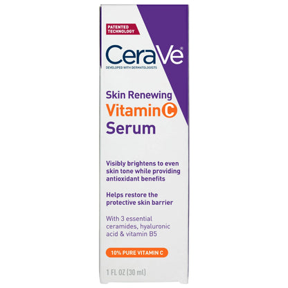 CeraVe Skin Renewing Vitamin C Serum, Brightening Antioxidant Serum for Dull Skin, 1 fl oz