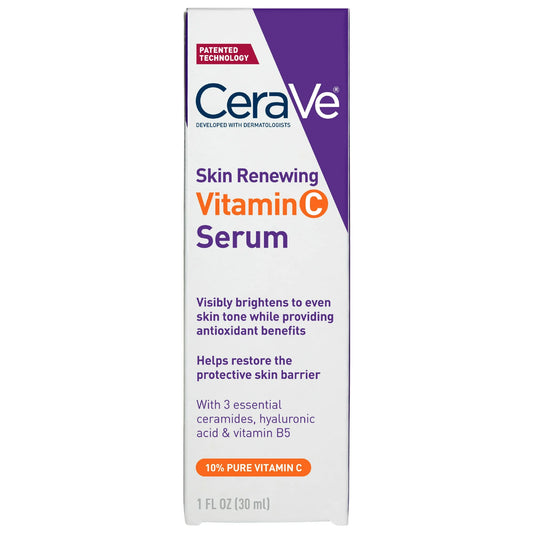 CeraVe Skin Renewing Vitamin C Serum, Brightening Antioxidant Serum for Dull Skin, 1 fl oz