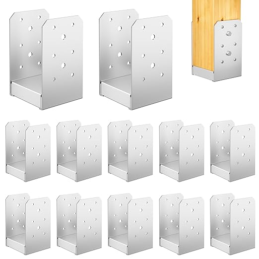 4"x 4" Post Base, 12Pcs Stainless Steel Adjustable Post Anchor Bracket (Internal 3.5 x 3.5), Adjustable Post Base for Pavilion Deck Porch Handrail Railing Support Decorative Anchor Plate