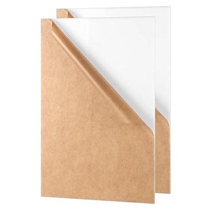 White Acrylic Sheet 18" x 24" x 1/8" Thick (3mm) Cast Plexiglass Panel Plastic Board for Craft Project, Laser Cutting, Engraving, Sign, Pack of 2