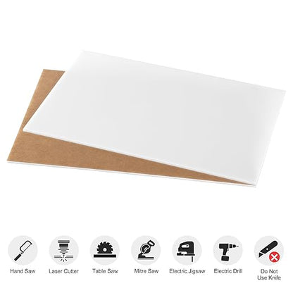 White Acrylic Sheet 18" x 24" x 1/8" Thick (3mm) Cast Plexiglass Panel Plastic Board for Craft Project, Laser Cutting, Engraving, Sign, Pack of 2