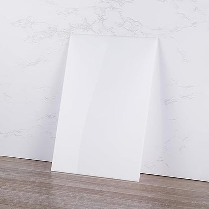 White Acrylic Sheet 18" x 24" x 1/8" Thick (3mm) Cast Plexiglass Panel Plastic Board for Craft Project, Laser Cutting, Engraving, Sign, Pack of 2