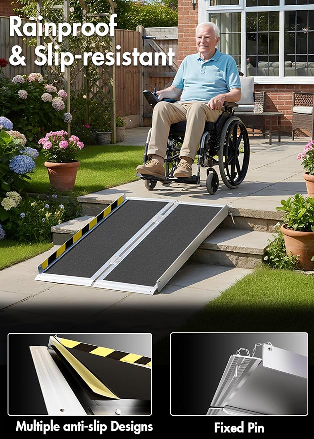 Protable wheelchair ramp 3FT,Non-Slip Folding Aluminum Handicap Ramps,Threshold Ramp for home,Holds up to 800lbs,Wheelchair ramp for steps,Mobility Scooter,Doorways (3FT Useing Height 3-9inch)
