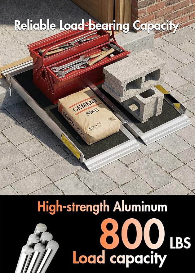 Protable wheelchair ramp 3FT,Non-Slip Folding Aluminum Handicap Ramps,Threshold Ramp for home,Holds up to 800lbs,Wheelchair ramp for steps,Mobility Scooter,Doorways (3FT Useing Height 3-9inch)