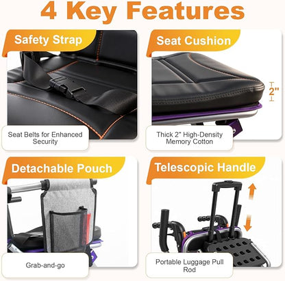19.4lbs Ultra Lightweight Folding Wheelchair for Adults & Seniors, 12" PU Rear Wheels, Portable Transport Chair, Supports 300lbs, Compact for Travel & Daily Use