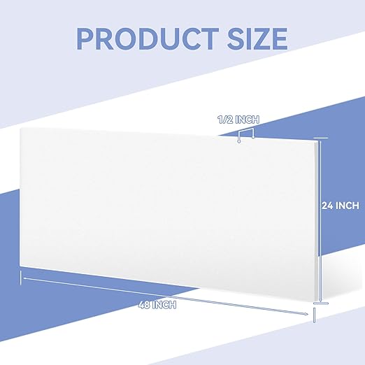 Hdpe Sheets 24"x48" 1/2" High Density Polyethylene Panel, 1/2inch HDPE Sheet Thick Rectangular Solid Plastic Block for DIY Projects for Machining Home, Solid Sheet Board for Cutting