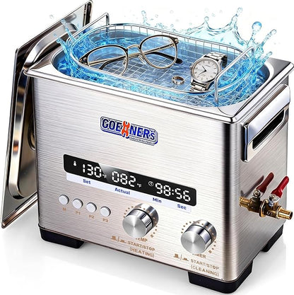 Upgrade Ultrasonic Cleaner 3L, 120W Ultrasonic Cleaner Machine with 3 Custom Memories, Digital Timer & Heater, Cleaning Basket, 40kHz Stainless Steel Heated Cleaning Machine for Jewelry, Dentures