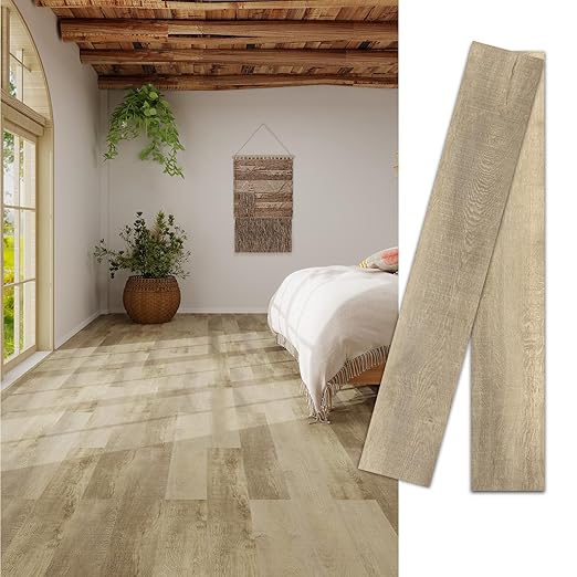MULGREAT Peel and Stick Tile, 54 Sq.Ft 2mm Thicken Vinyl Plank Flooring, 36 Pieces 36"x6" Waterproof DIY Self Adhesive Floor Tiles for Bathroom Stairs