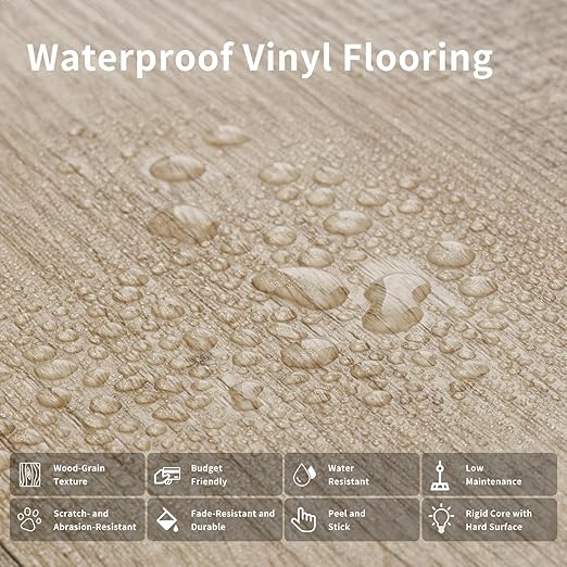 MULGREAT Peel and Stick Tile, 54 Sq.Ft 2mm Thicken Vinyl Plank Flooring, 36 Pieces 36"x6" Waterproof DIY Self Adhesive Floor Tiles for Bathroom Stairs