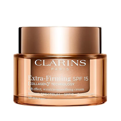 Clarins NEW Extra-Firming Day Moisturizer SPF 15 | Firming Anti Aging Face Cream | Contains Collagen Polypeptide & Niacinamide | UVA/UVB Protection | All Skin Types